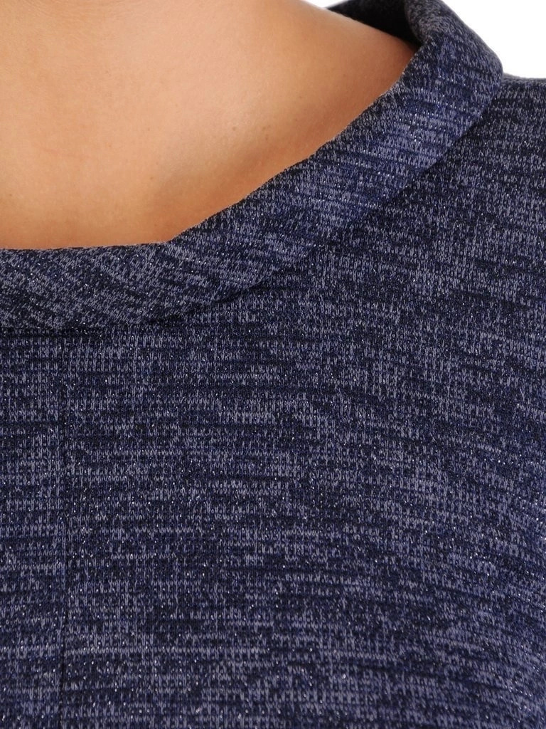Granatowa sukienka trapezowa midi do pracy – swobodny krój maskujący biodra z dekoltem w łódkę 27209