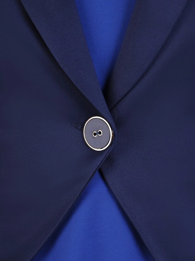 Elegancki granatowy żakiet damski na wesele – prosty fason z rękawem 3/4 idealny do sukienki 31112