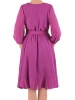Rozkloszowana sukienka midi w kolorze fuksji – zwiewny fason z falbanami wysmuklający sylwetkę 41253