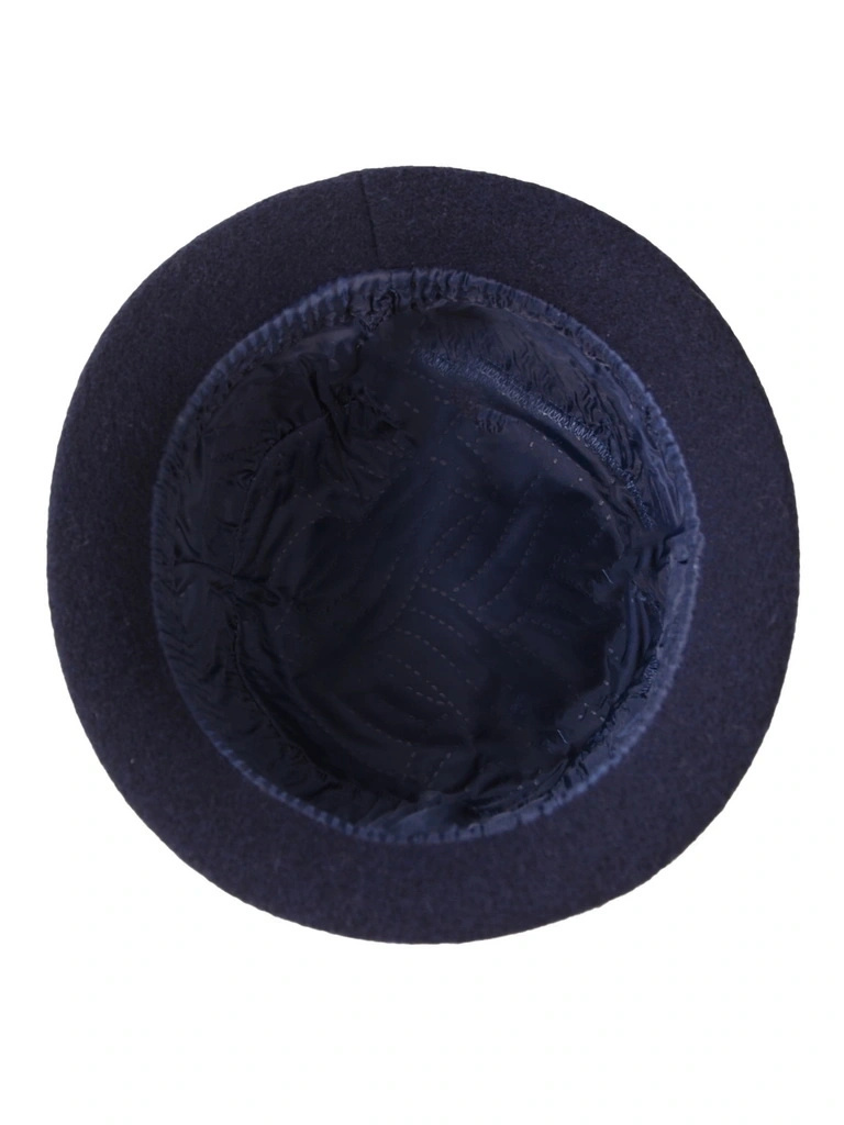 Elegancki kapelusz damski zimowy cloche granatowy – ocieplany fason z wywiniętym rondem 42450