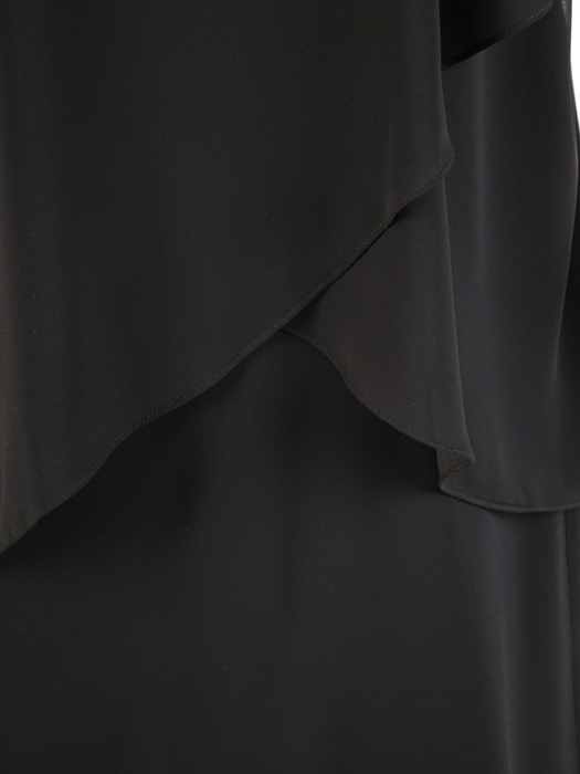 Trapezowa sukienka z szyfonu, czarna kreacja maxi 32615