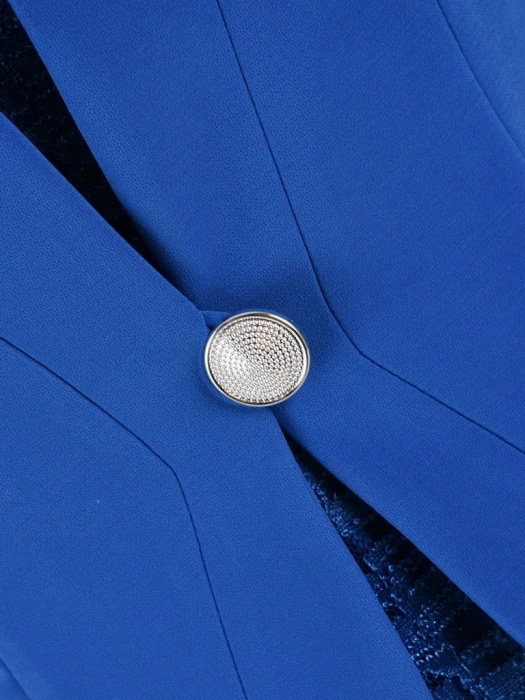 Elegancki komplet damski na wesele – chabrowy zestaw z prostą sukienką i żakietem 41867