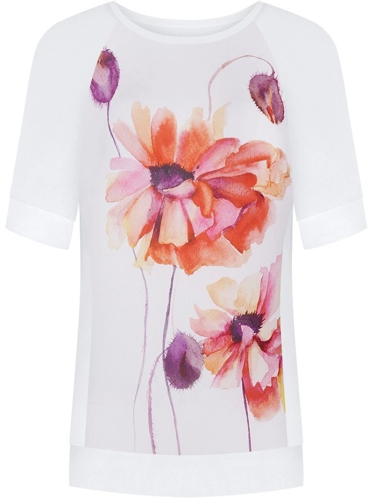Elegancka bluzka damska w kwiatowy wzór – prosty fason tuszujący niedoskonałości 6330