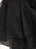 Sukienka wyjściowa, czarna kreacja z ozdobnym dekoltem i falbanami 28042