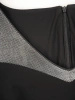 Wizytowa czarna sukienka ołówkowa z paskiem – ozdobne wycięcia na ramionach i dekolt serek 34902