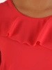 Koralowa sukienka wizytowa trapezowa z falbaną – elegancka kreacja na wesele i rodzinne przyjęcia 22956