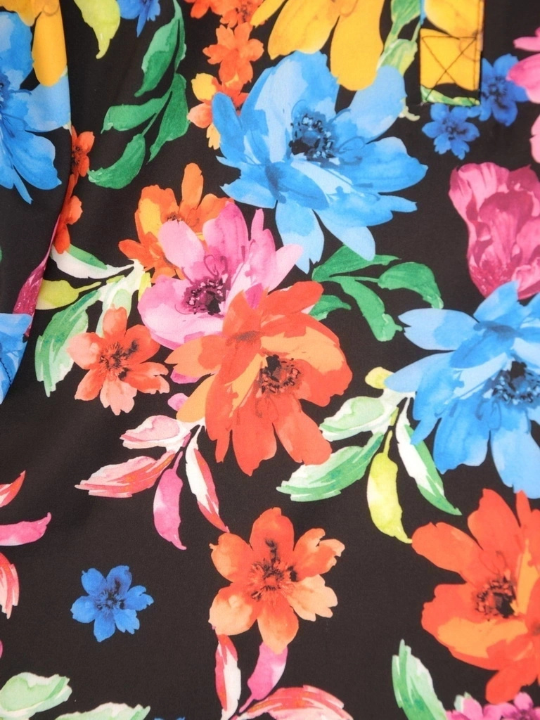 Kobieca tunika plus size w kwiecisty wzór z dekoltem V – fason z dłuższym tyłem, wysmuklający na co dzień 34762