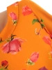 Pomarańczowa sukienka rozkloszowana maxi w kwiaty – elegancki krój z rękawem 3/4 i kontrafałdami 38025