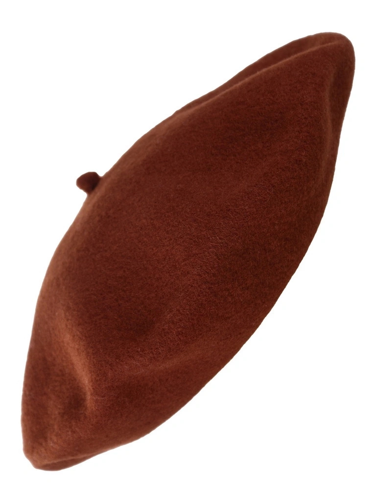 Elegancki beret damski wełniany fason francuski – kasztanowy model z antenką zapewniający miękkie ciepło 40887