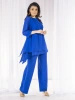 Elegancki kostium damski ze spodniami chabrowy – swobodny trapezowy fason wysmuklający sylwetkę 37276