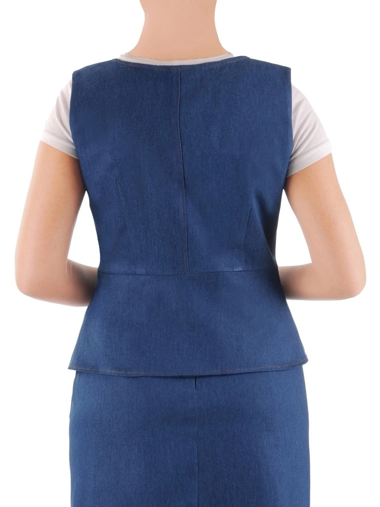 Jeansowa kamizelka damska plus size z ozdobnym zapięciem 38757