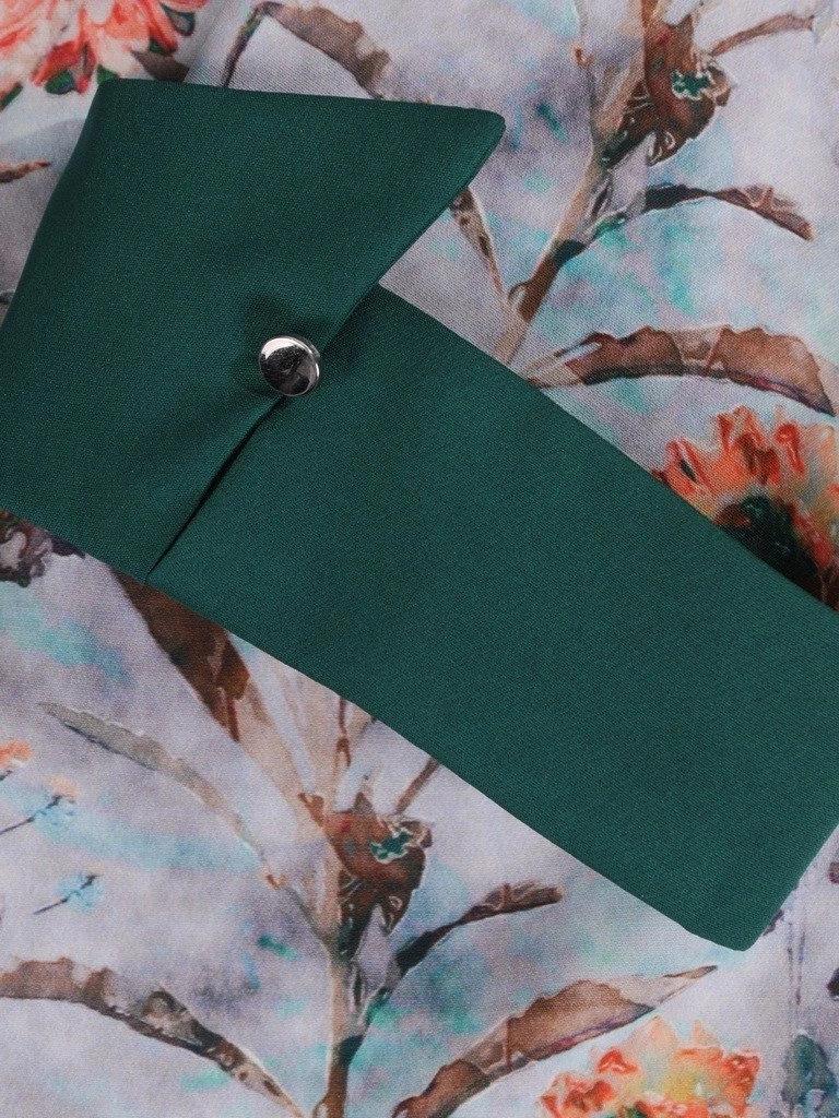 Elegancka sukienka o prostym kroju w liście – wysmuklający fason z kołnierzykiem 21923