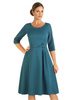 Elegancka, rozkloszowana sukienka z ozdobą w pasie 34403