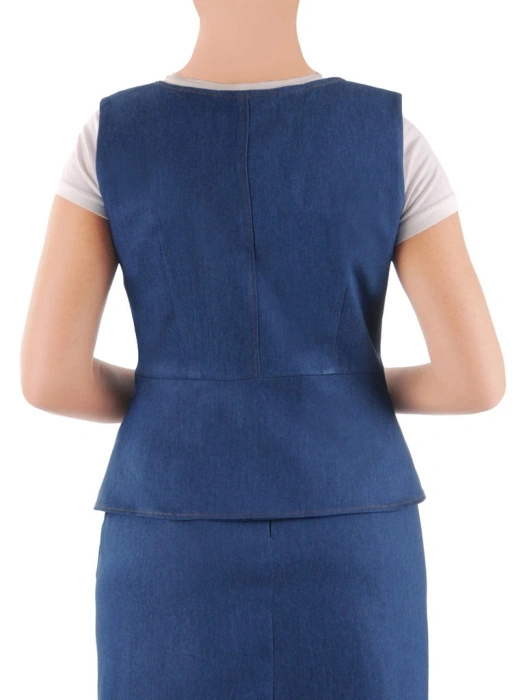 Jeansowa kamizelka damska plus size z ozdobnym zapięciem 38757