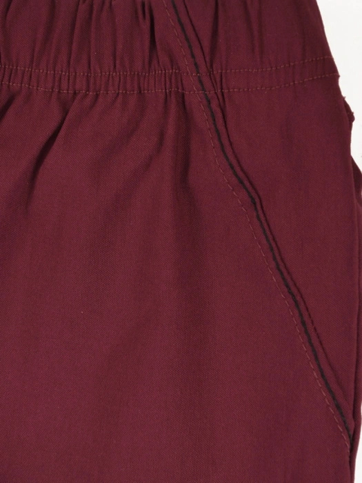 Eleganckie bordowe spodnie damskie dopasowane 7/8 z zamkami – idealne do biura i na lato plus size 34873