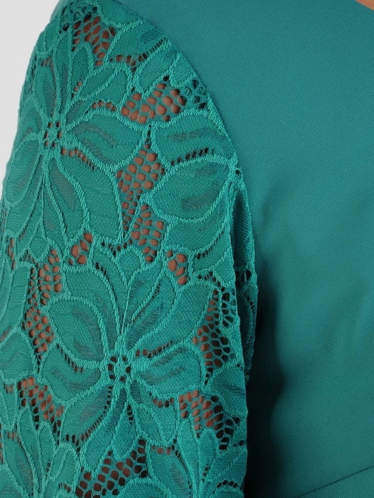 Elegancki komplet damski na wesele szmaragdowy – prosty fason maskujący biodra 21334