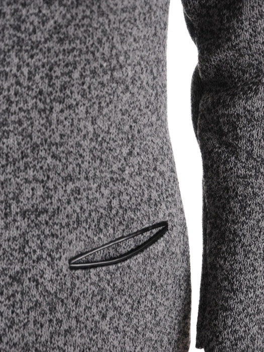 Elegancki szary sweter damski rozpinany na suwak – prosty fason z kieszeniami na chłodne dni 38976