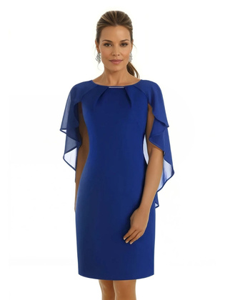 Sukienka na wesele, elegancka, chabrowa kreacja w modnym fasonie plus size 9079, silwana