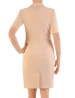 Elegancka kremowa sukienka żakietowa z patkami – wyszczuplające zaszewki i kołnierzyk 34943