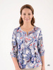 Stylowa bluzka plus size w granatowo-czerwone paisley – wysmuklający prosty fason na lato i jesień 39110