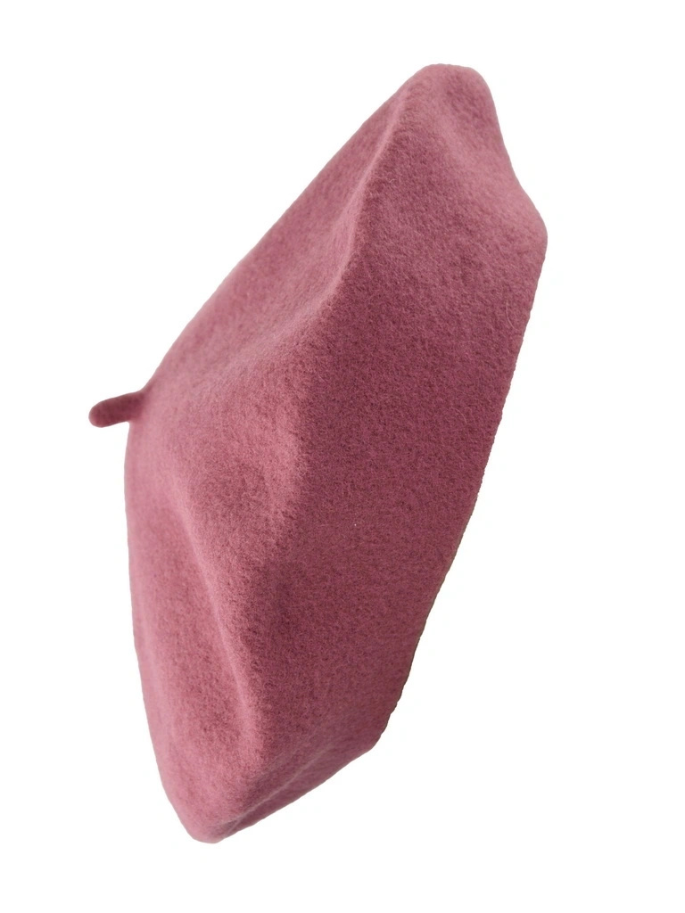 Elegancki beret wełniany damski w odcieniu jagodowego różu – francuski model z antenką na chłodne dni 40895