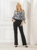 Czarne eleganckie dzwony damskie z gumką w pasie – wysmuklające nogi, idealne dla sylwetki plus size 36894