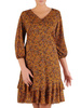 Sukienka z falbanami, zwiewna kreacja w jesiennej kolorystyce 22384.
