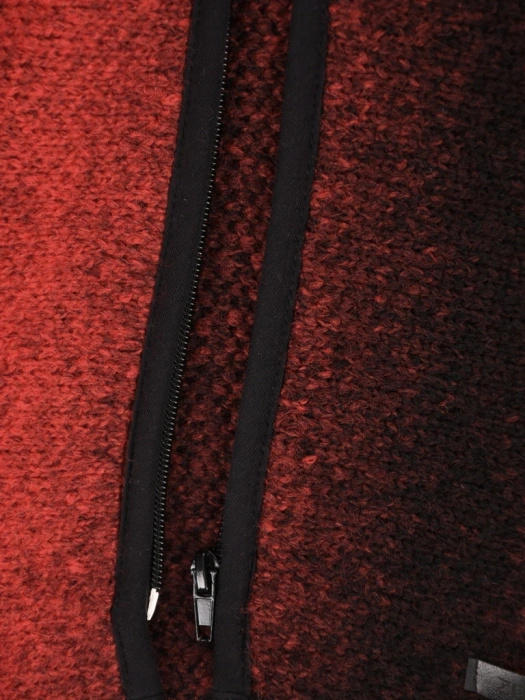 Czerwony elegancki sweter damski rozpinany – luźny krój z rękawem 3/4 i ozdobnymi guzikami 42182
