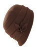 Ciemnobrązowy kapelusz damski cloche na jesień – elegancki model z ozdobną wstawką i ociepleniem 42436