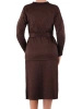 Brązowy komplet plus size z bluzką V-neck i midi spódnicą – ponadczasowy krój, który wysmukla sylwetkę 40778