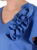 Elegancka niebieska sukienka trapezowa midi – fason swobodnie tuszujący biodra 42033