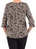 Elegancka bluzka plus size w panterkę z dekoltem V – luźny krój z rękawem 3/4, idealna na letnie dni 40845