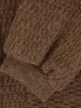 Elegancki sweter damski rozpinany beżowy – prosty fason z bufiastymi rękawami 42176