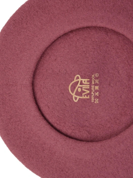 Elegancki beret wełniany damski w odcieniu jagodowego różu – francuski model z antenką na chłodne dni 40895