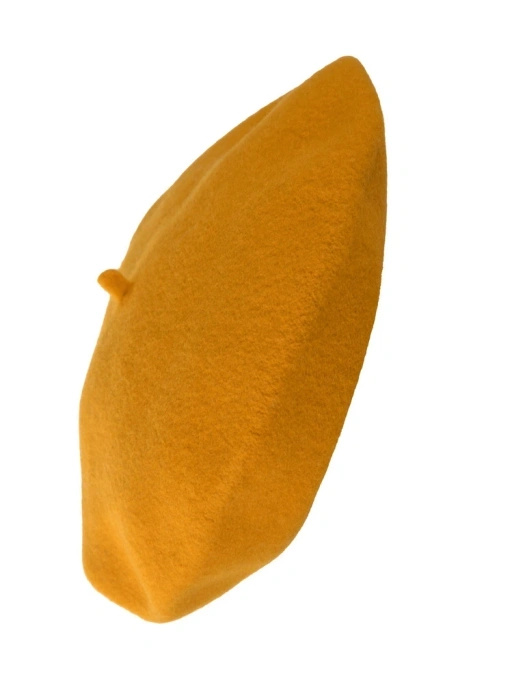 Elegancki beret damski francuski żółty – ciepła wełna merino z antenką na chłodne dni 40882