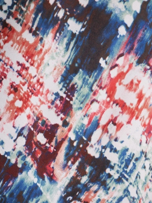 Wielokolorowa sukienka maxi rozkloszowana – gumka w pasie akcentująca talię 38024