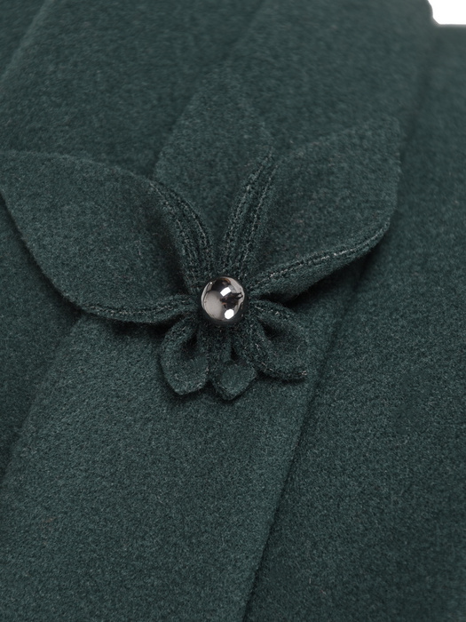 Elegancki kapelusz damski cloche w odcieniu butelkowej zieleni – ciepłe nakrycie głowy na chłodne dni 42434