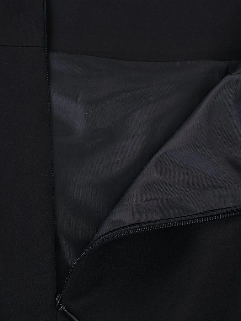 Elegancka czarna spódnica midi o prostym kroju – model z rozcięciem i podszewką na jesień i zimę 3475