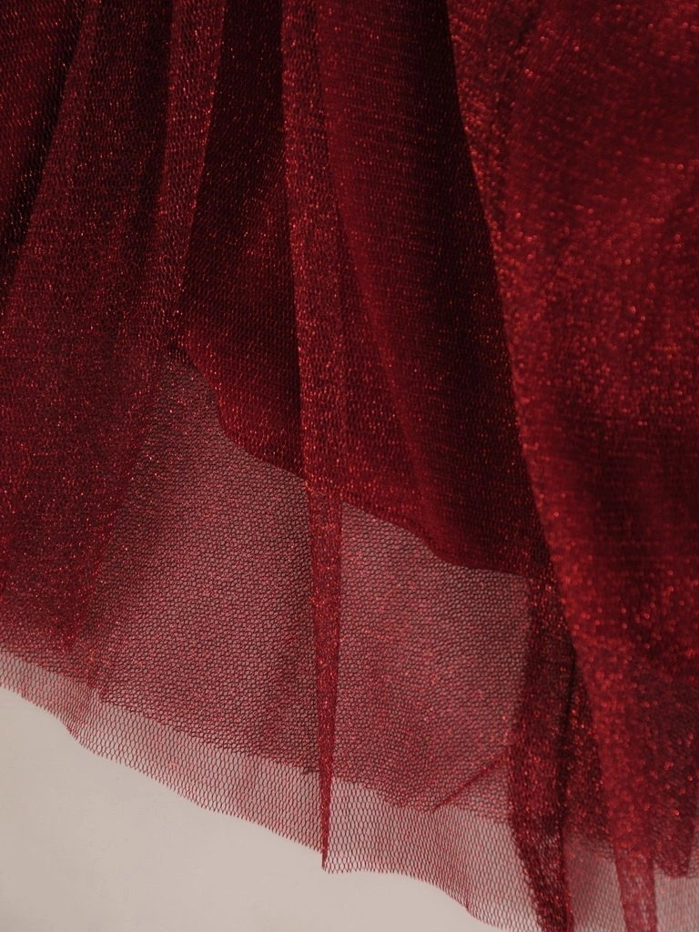 Elegancka bordowa spódnica trapezowa na gumce – brokatowe zdobienie modelujące sylwetkę 24839