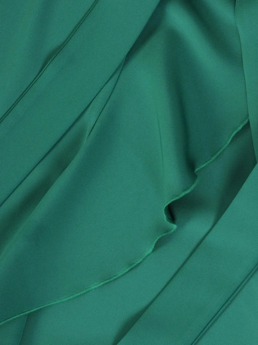 Wizytowa zielona sukienka rozkloszowana midi – kobiecy krój z wiązaniem modelującym talię 29966
