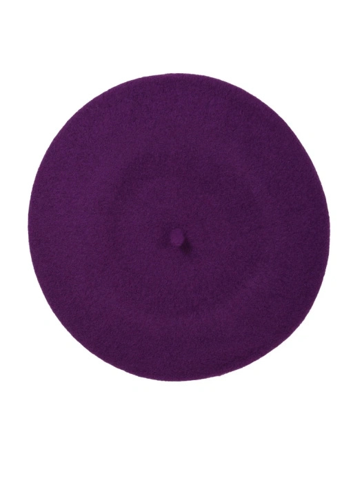 Elegancki fioletowy beret damski w stylu francuskim – ciepła wełna z urokliwą antenką na chłody 40891