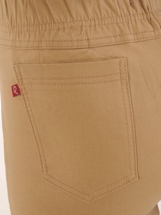 Beżowe spodnie damskie z ozdobnymi zameczkami 35354