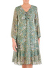 Luźna sukienka z szyfonu, kreacja z ozdobnym wiązaniem na dekolcie 32816