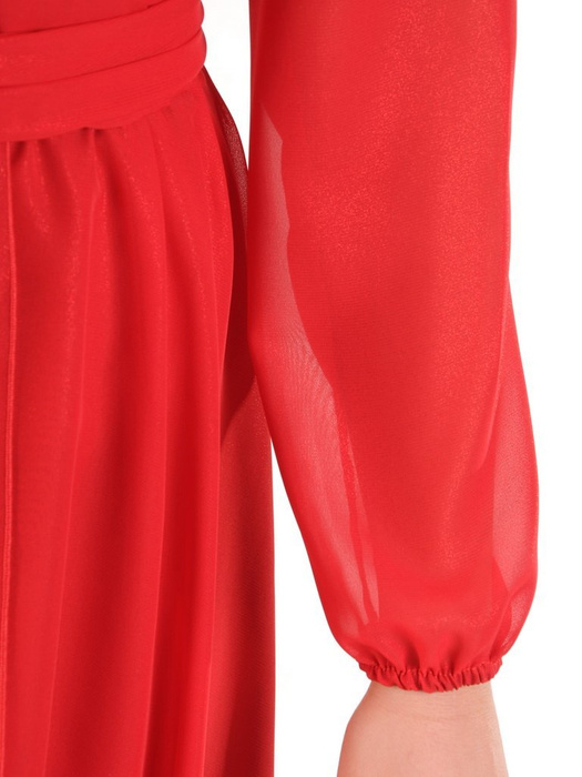 Czerwona sukienka damska, połyskująca długa kreacja 27997