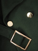 Elegancki zielony płaszcz damski z ozdobną klamrą 34033