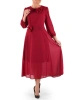 Elegancka sukienka rozkloszowana maxi w kolorze bordo – zwiewny krój z paskiem modelującym talię 41030