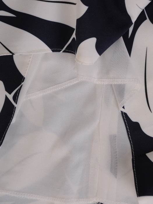 Granatowa sukienka w liście, luźna kreacja z tkaniny 19981.