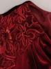 Elegancka bordowa sukienka wieczorowa kopertowa midi – efektowne cekinowe rękawy i modelujące marszczenie 18890