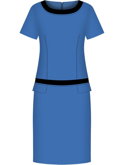 Niebieska sukienka z lamówkami Ksawera XI, klasyczna kreacja na wiosnę.