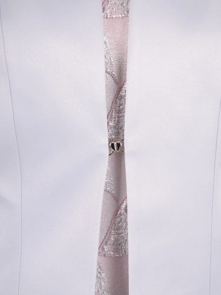 Elegancka popielata marynarka damska do sukienki – prosty krój z ozdobnym zapięciem 37287